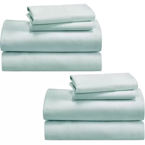 imageCalifornia Design Den Bulk Pack of 6 Full Size Sheet Sets  100 Cotton Sateen Deep Pocket Case Includes 6 Flat Sheets 6 Fitted Sheets and 12 Pillowcases White09  Seafoam
