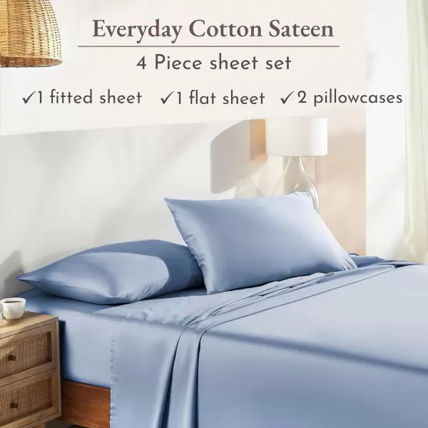 imageCalifornia Design Den Bulk Pack of 6 Full Size Sheet Sets  100 Cotton Sateen Deep Pocket Case Includes 6 Flat Sheets 6 Fitted Sheets and 12 Pillowcases White06  Blue Hydrangea