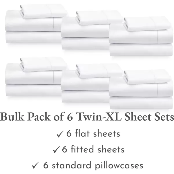 imageCalifornia Design Den Bulk Pack of 6 Full Size Sheet Sets  400 Thread Count 100 Cotton Sateen Deep Pocket Case Includes 6 Flat Sheets 6 Fitted Sheets ampamp 12 Pillowcases WhiteBright White