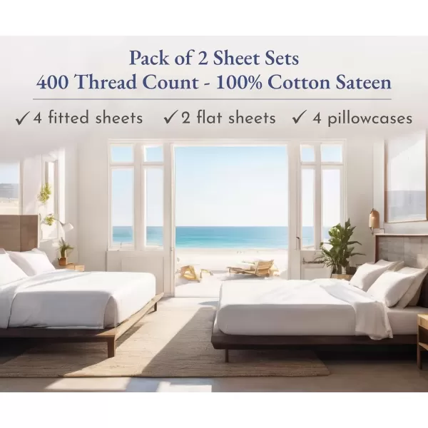 imageCalifornia Design Den Bulk Pack of 6 Full Size Sheet Sets  400 Thread Count 100 Cotton Sateen Deep Pocket Case Includes 6 Flat Sheets 6 Fitted Sheets ampamp 12 Pillowcases WhiteBright White