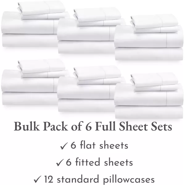 imageCalifornia Design Den Bulk Pack of 6 Full Size Sheet Sets  400 Thread Count 100 Cotton Sateen Deep Pocket Case Includes 6 Flat Sheets 6 Fitted Sheets ampamp 12 Pillowcases WhiteBright White