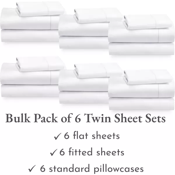 imageCalifornia Design Den Bulk Pack of 6 Full Size Sheet Sets  400 Thread Count 100 Cotton Sateen Deep Pocket Case Includes 6 Flat Sheets 6 Fitted Sheets ampamp 12 Pillowcases WhiteBright White