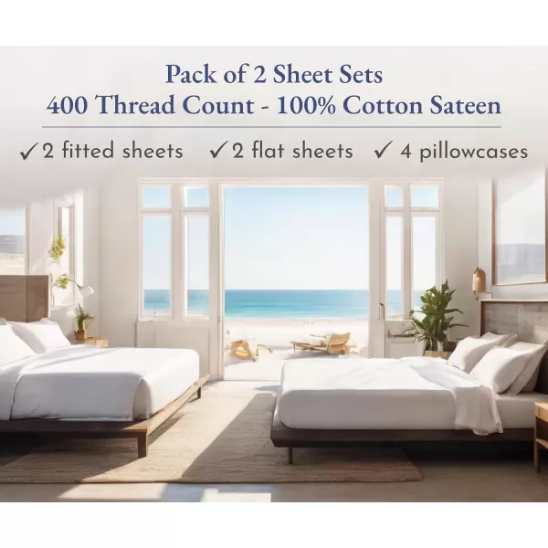 imageCalifornia Design Den Bulk Pack of 6 Full Size Sheet Sets  400 Thread Count 100 Cotton Sateen Deep Pocket Case Includes 6 Flat Sheets 6 Fitted Sheets ampamp 12 Pillowcases WhiteBright White