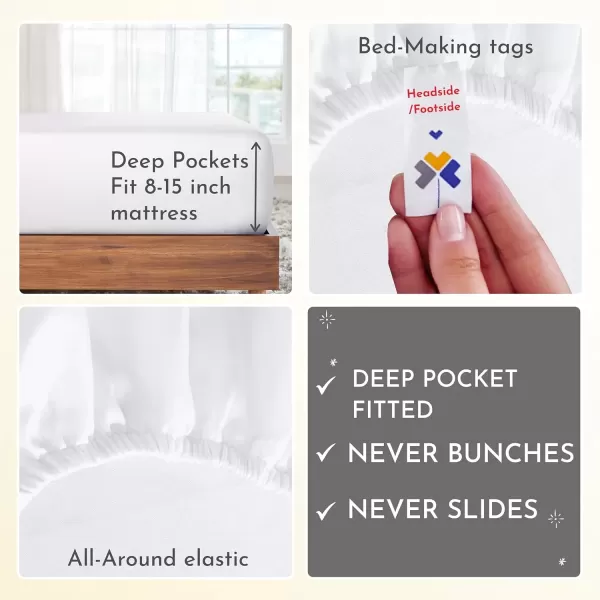 imageCalifornia Design Den Bulk Pack of 6 Full Size Sheet Sets  400 Thread Count 100 Cotton Sateen Deep Pocket Case Includes 6 Flat Sheets 6 Fitted Sheets ampamp 12 Pillowcases WhiteBright White