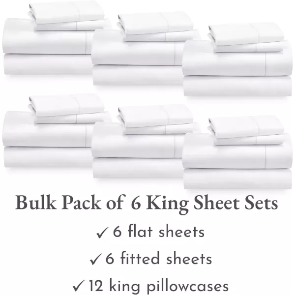 imageCalifornia Design Den Bulk Pack of 6 Full Size Sheet Sets  400 Thread Count 100 Cotton Sateen Deep Pocket Case Includes 6 Flat Sheets 6 Fitted Sheets ampamp 12 Pillowcases WhiteBright White