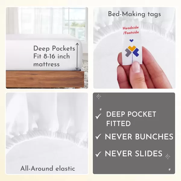 imageCalifornia Design Den Bulk Pack of 6 Full Size Sheet Sets  400 Thread Count 100 Cotton Sateen Deep Pocket Case Includes 6 Flat Sheets 6 Fitted Sheets ampamp 12 Pillowcases WhiteBright White