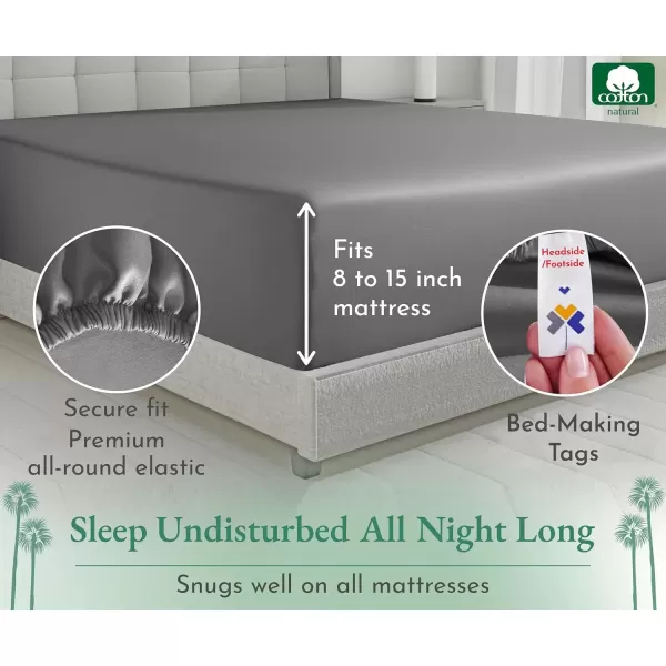 imageCalifornia Design Den Bulk Pack of 8 King Size Fitted Sheets Only  600 Thread Count 100 Cotton Sateen White07  Grey
