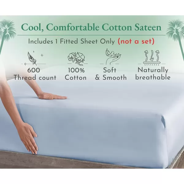 imageCalifornia Design Den Bulk Pack of 8 King Size Fitted Sheets Only  600 Thread Count 100 Cotton Sateen White08  Blue