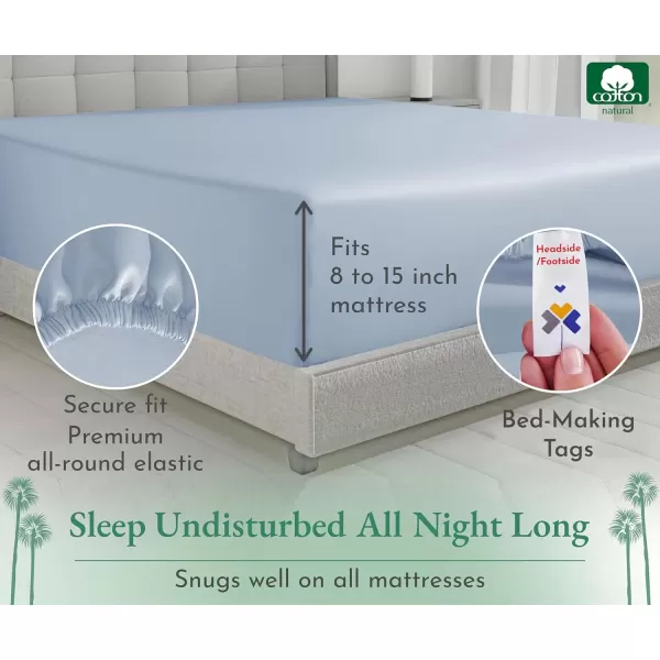 imageCalifornia Design Den Bulk Pack of 8 King Size Fitted Sheets Only  600 Thread Count 100 Cotton Sateen White08  Blue