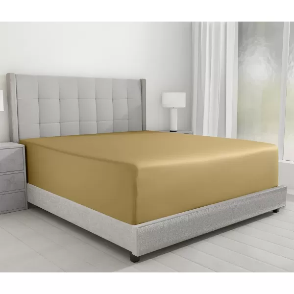imageCalifornia Design Den Bulk Pack of 8 King Size Fitted Sheets Only  600 Thread Count 100 Cotton Sateen White13  Gold