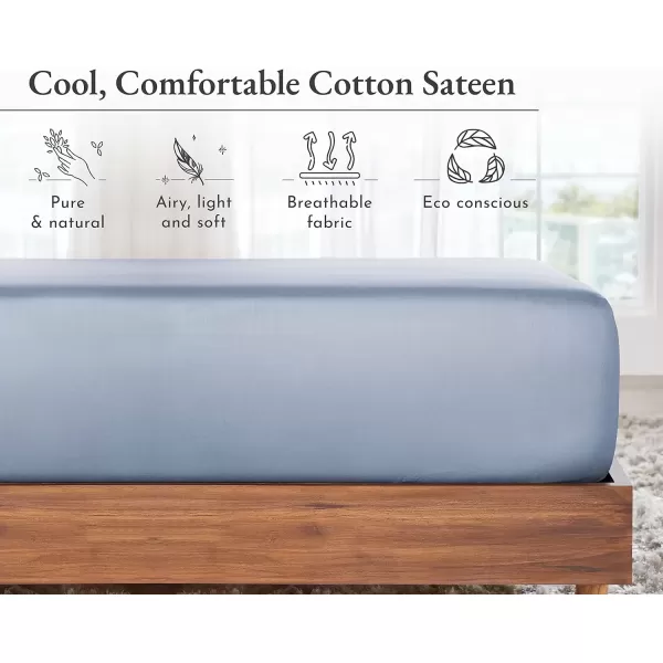 imageCalifornia Design Den Bulk Pack of 8 King Size Fitted Sheets Only  Soft 100 Cotton Sateen WhiteBlue Hydrangea