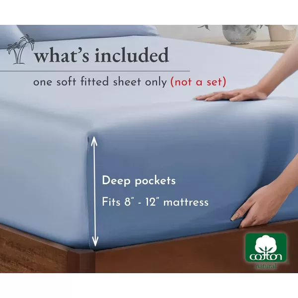 imageCalifornia Design Den Bulk Pack of 8 King Size Fitted Sheets Only  Soft 100 Cotton Sateen WhiteBlue Hydrangea