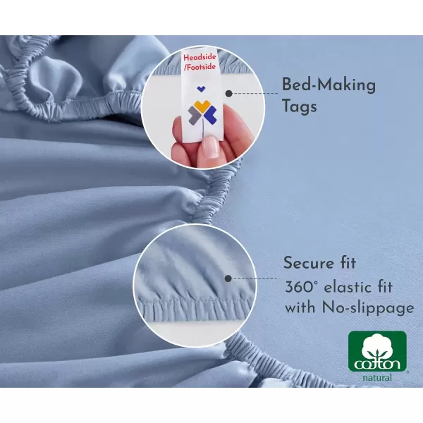 imageCalifornia Design Den Bulk Pack of 8 King Size Fitted Sheets Only  Soft 100 Cotton Sateen WhiteBlue Hydrangea