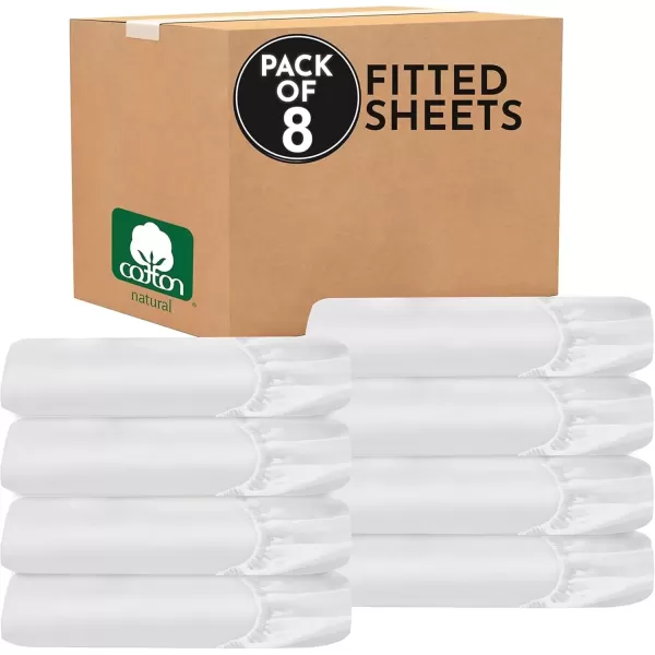 imageCalifornia Design Den Bulk Pack of 8 King Size Fitted Sheets Only  Soft 100 Cotton Sateen WhiteBright White
