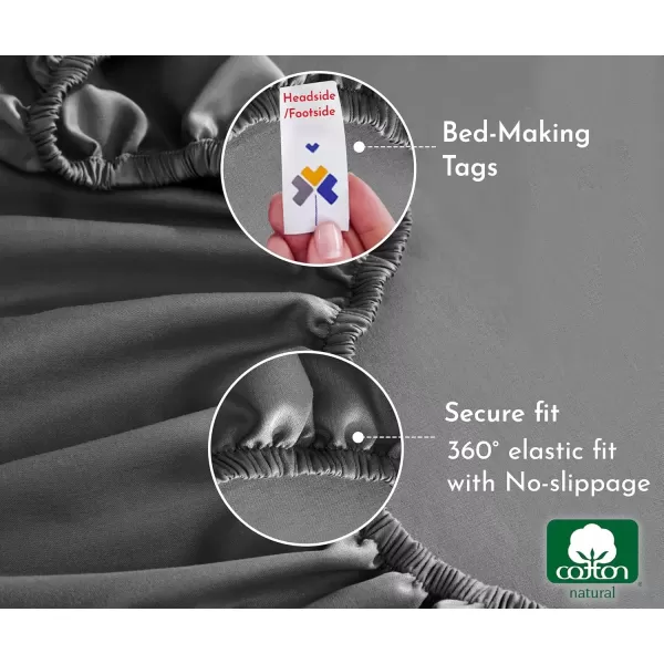 imageCalifornia Design Den Bulk Pack of 8 King Size Fitted Sheets Only  Soft 100 Cotton Sateen WhiteGrey