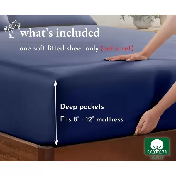 imageCalifornia Design Den Bulk Pack of 8 King Size Fitted Sheets Only  Soft 100 Cotton Sateen WhiteNavy Blue