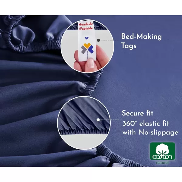 imageCalifornia Design Den Bulk Pack of 8 King Size Fitted Sheets Only  Soft 100 Cotton Sateen WhiteNavy Blue