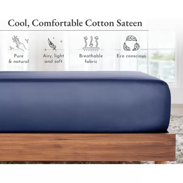 imageCalifornia Design Den Bulk Pack of 8 King Size Fitted Sheets Only  Soft 100 Cotton Sateen WhiteNavy Blue