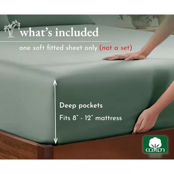imageCalifornia Design Den Bulk Pack of 8 King Size Fitted Sheets Only  Soft 100 Cotton Sateen WhiteSage Green