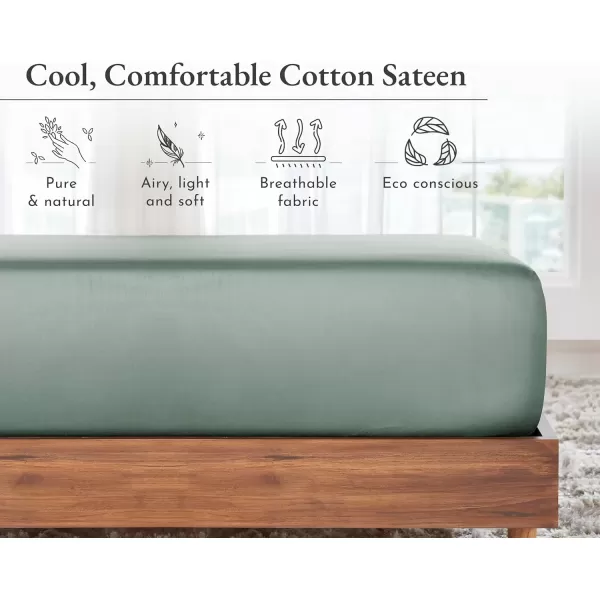 imageCalifornia Design Den Bulk Pack of 8 King Size Fitted Sheets Only  Soft 100 Cotton Sateen WhiteSage Green