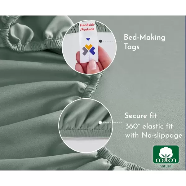 imageCalifornia Design Den Bulk Pack of 8 King Size Fitted Sheets Only  Soft 100 Cotton Sateen WhiteSage Green