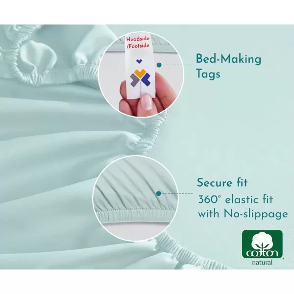 imageCalifornia Design Den Bulk Pack of 8 King Size Fitted Sheets Only  Soft 100 Cotton Sateen WhiteSeafoam