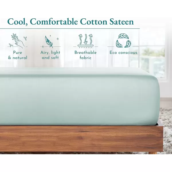 imageCalifornia Design Den Bulk Pack of 8 King Size Fitted Sheets Only  Soft 100 Cotton Sateen WhiteSeafoam