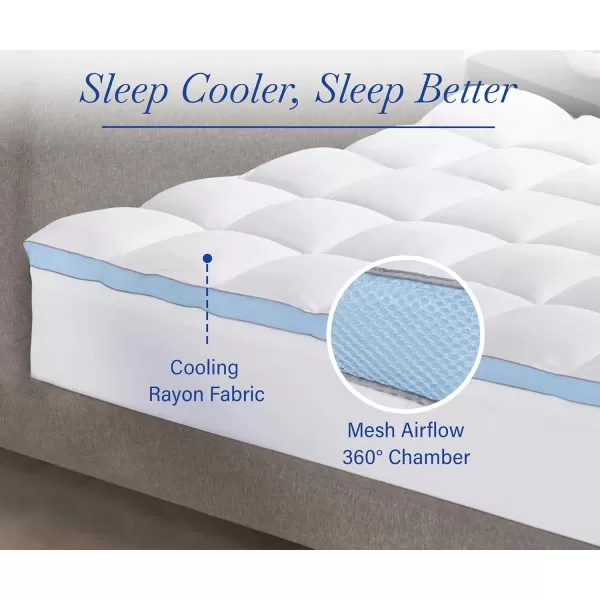 imageCalifornia Design Den Queen Mattress Topper Thick Cooling Pillow Top Mattress Topper Queen for Restful Sleep 900 GSM Fill Breathable ampamp Gentle on SkinFull