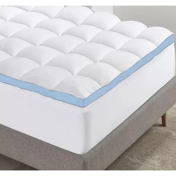 imageCalifornia Design Den Queen Mattress Topper Thick Cooling Pillow Top Mattress Topper Queen for Restful Sleep 900 GSM Fill Breathable ampamp Gentle on SkinFull