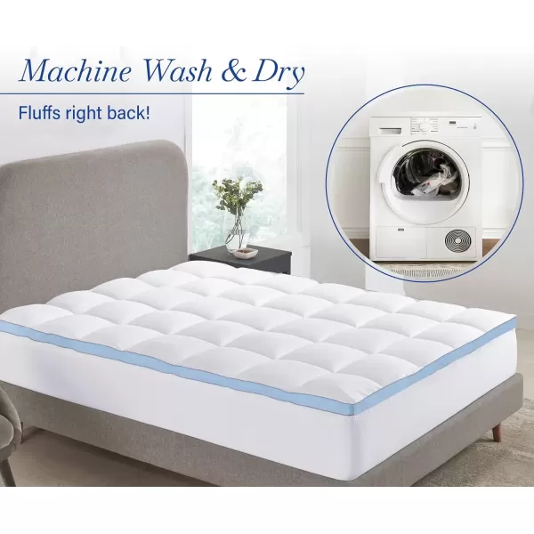 imageCalifornia Design Den Queen Mattress Topper Thick Cooling Pillow Top Mattress Topper Queen for Restful Sleep 900 GSM Fill Breathable ampamp Gentle on SkinKing