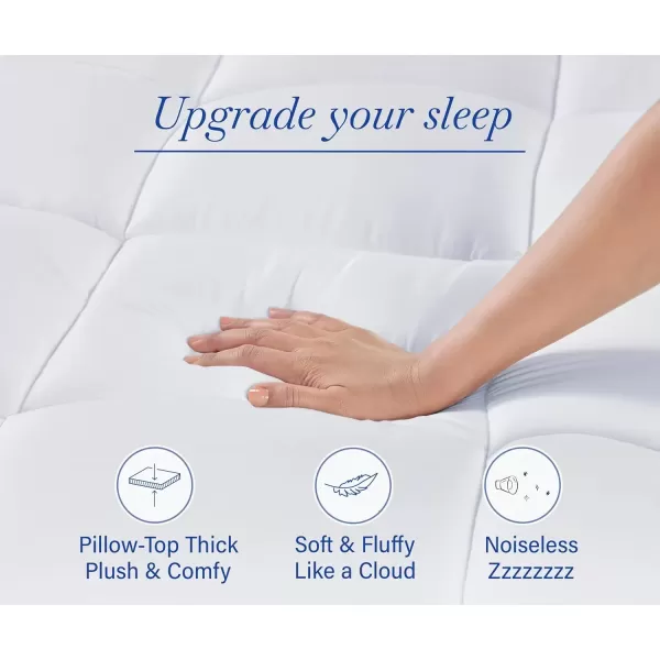 imageCalifornia Design Den Queen Mattress Topper Thick Cooling Pillow Top Mattress Topper Queen for Restful Sleep 900 GSM Fill Breathable ampamp Gentle on SkinFull