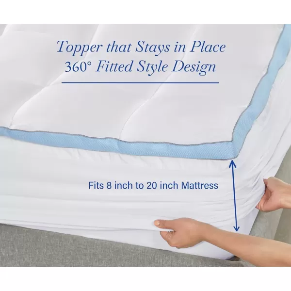 imageCalifornia Design Den Queen Mattress Topper Thick Cooling Pillow Top Mattress Topper Queen for Restful Sleep 900 GSM Fill Breathable ampamp Gentle on SkinCalifornia King