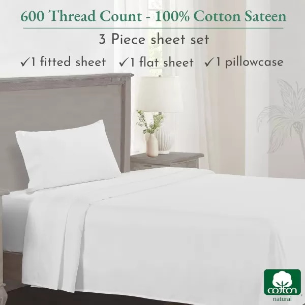imageCalifornia Design Den Split King Sheet Set  100 Cotton 600 Thread Count Breathable Luxury King Size Sheets for Adjustable Bed Luxury Soft HotelQuality Sheets with Sateen Weave  Pastel Blue01  Bright White