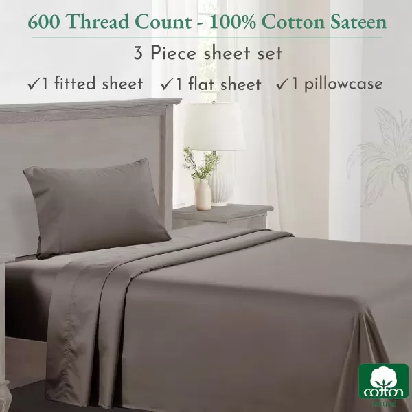 imageCalifornia Design Den Split King Sheet Set  100 Cotton 600 Thread Count Breathable Luxury King Size Sheets for Adjustable Bed Luxury Soft HotelQuality Sheets with Sateen Weave  Pastel Blue08  Mushroom  Brown