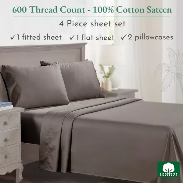 imageCalifornia Design Den Split King Sheet Set  100 Cotton 600 Thread Count Breathable Luxury King Size Sheets for Adjustable Bed Luxury Soft HotelQuality Sheets with Sateen Weave  Pastel Blue08  Mushroom  Brown