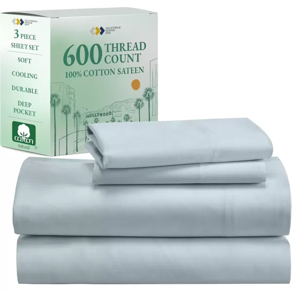 imageCalifornia Design Den Split King Sheet Set  100 Cotton 600 Thread Count Breathable Luxury King Size Sheets for Adjustable Bed Luxury Soft HotelQuality Sheets with Sateen Weave  Pastel Blue11  Seafoam