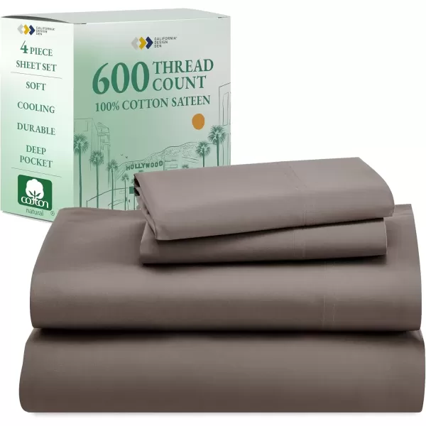 imageCalifornia Design Den Split King Sheet Set  100 Cotton 600 Thread Count Breathable Luxury King Size Sheets for Adjustable Bed Luxury Soft HotelQuality Sheets with Sateen Weave  Pastel Blue08  Mushroom  Brown