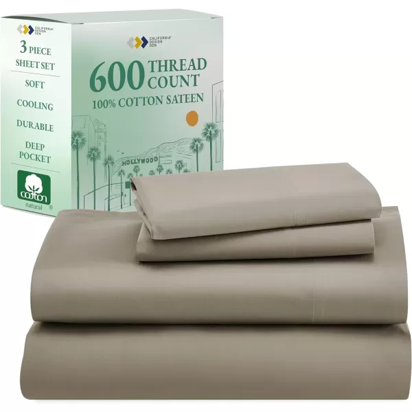 imageCalifornia Design Den Split King Sheet Set  100 Cotton 600 Thread Count Breathable Luxury King Size Sheets for Adjustable Bed Luxury Soft HotelQuality Sheets with Sateen Weave  Pastel Blue09  Taupe