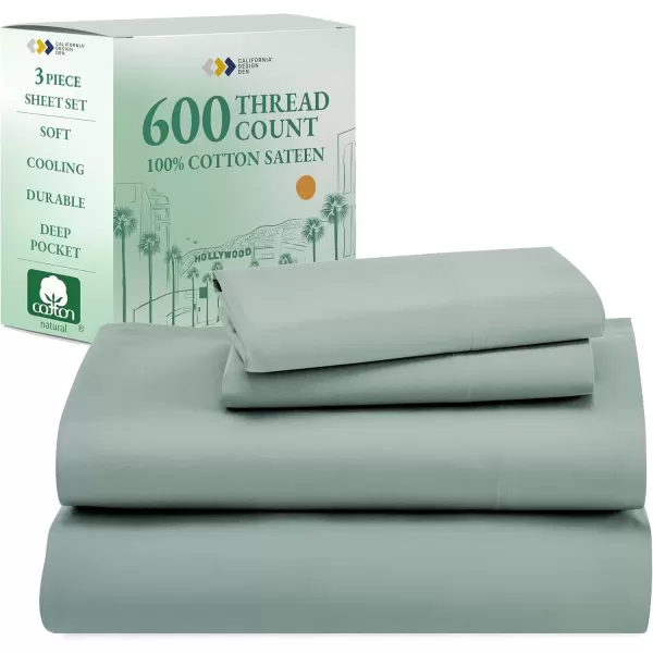 imageCalifornia Design Den Split King Sheet Set  100 Cotton 600 Thread Count Breathable Luxury King Size Sheets for Adjustable Bed Luxury Soft HotelQuality Sheets with Sateen Weave  Pastel Blue07  Sage Green