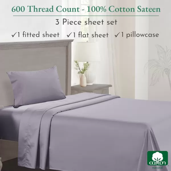 imageCalifornia Design Den Split King Sheet Set  100 Cotton 600 Thread Count Breathable Luxury King Size Sheets for Adjustable Bed Luxury Soft HotelQuality Sheets with Sateen Weave  Pastel Blue13  Lavender