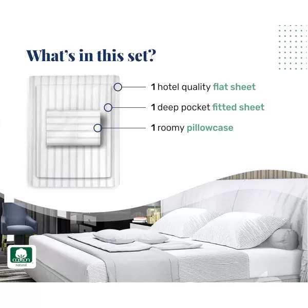 imageCalifornia Design Den Split King Sheet Set  100 Cotton 600 Thread Count Breathable Luxury King Size Sheets for Adjustable Bed Luxury Soft HotelQuality Sheets with Sateen Weave  Pastel Blue15  Print  Ticking Stripe