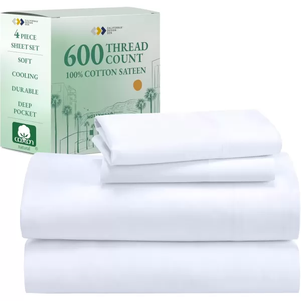 imageCalifornia Design Den Split King Sheet Set  100 Cotton 600 Thread Count Breathable Luxury King Size Sheets for Adjustable Bed Luxury Soft HotelQuality Sheets with Sateen Weave  Pastel Blue01  Bright White