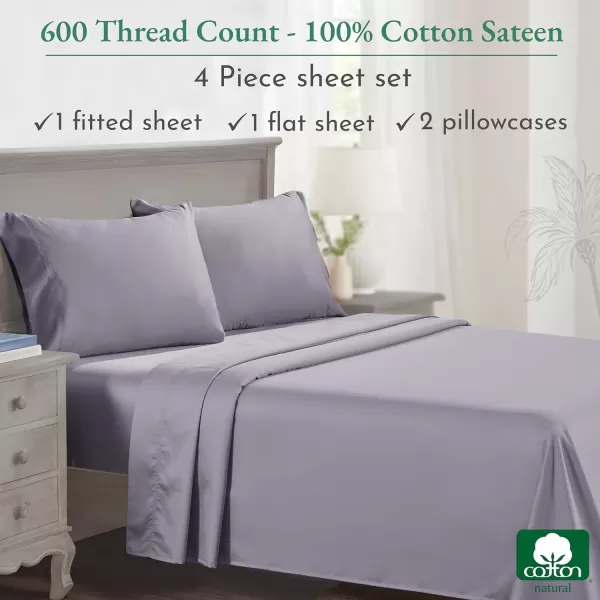 imageCalifornia Design Den Split King Sheet Set  100 Cotton 600 Thread Count Breathable Luxury King Size Sheets for Adjustable Bed Luxury Soft HotelQuality Sheets with Sateen Weave  Pastel Blue13  Lavender