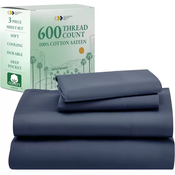 imageCalifornia Design Den Split King Sheet Set  100 Cotton 600 Thread Count Breathable Luxury King Size Sheets for Adjustable Bed Luxury Soft HotelQuality Sheets with Sateen Weave  Pastel Blue10  Navy Blue  Royal