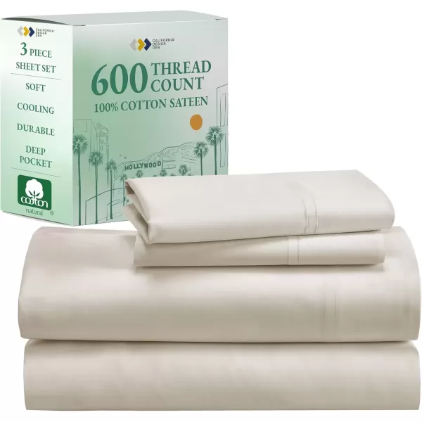 imageCalifornia Design Den Split King Sheet Set  100 Cotton 600 Thread Count Breathable Luxury King Size Sheets for Adjustable Bed Luxury Soft HotelQuality Sheets with Sateen Weave  Pastel Blue02  Ivory