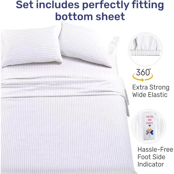imageCalifornia Design Den Split King Sheet Set  100 Cotton 600 Thread Count Breathable Luxury King Size Sheets for Adjustable Bed Luxury Soft HotelQuality Sheets with Sateen Weave  Pastel Blue15  Print  Ticking Stripe