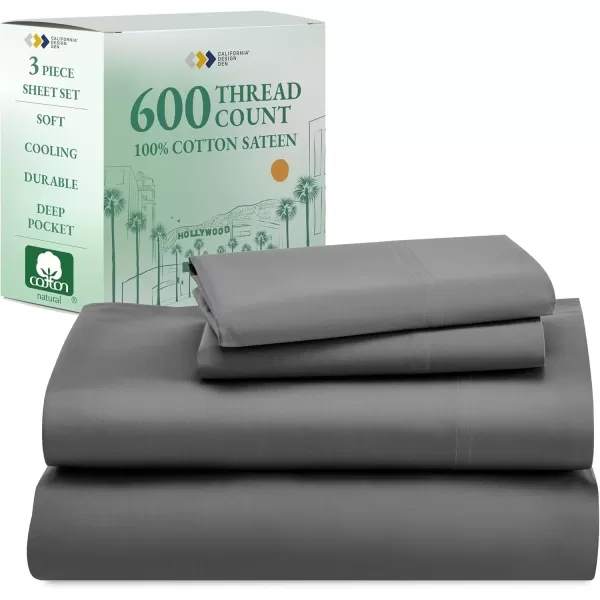 imageCalifornia Design Den Split King Sheet Set  100 Cotton 600 Thread Count Breathable Luxury King Size Sheets for Adjustable Bed Luxury Soft HotelQuality Sheets with Sateen Weave  Pastel Blue05  Grey