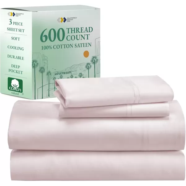 imageCalifornia Design Den Split King Sheet Set  100 Cotton 600 Thread Count Breathable Luxury King Size Sheets for Adjustable Bed Luxury Soft HotelQuality Sheets with Sateen Weave  Pastel Blue12  Blush Pink
