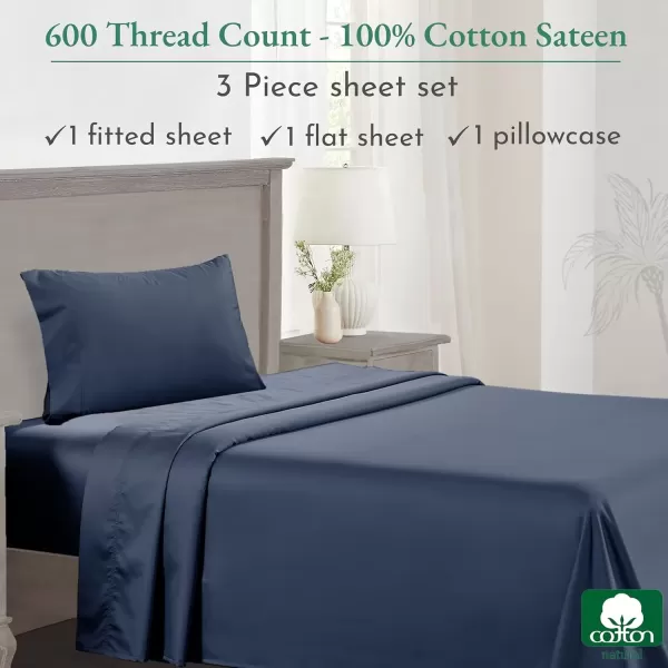 imageCalifornia Design Den Split King Sheet Set  100 Cotton 600 Thread Count Breathable Luxury King Size Sheets for Adjustable Bed Luxury Soft HotelQuality Sheets with Sateen Weave  Pastel Blue10  Navy Blue  Royal