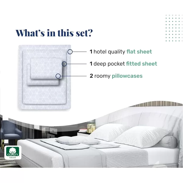 imageCalifornia Design Den Split King Sheet Set  100 Cotton 600 Thread Count Breathable Luxury King Size Sheets for Adjustable Bed Luxury Soft HotelQuality Sheets with Sateen Weave  Pastel Blue16  Print  Geo Urban